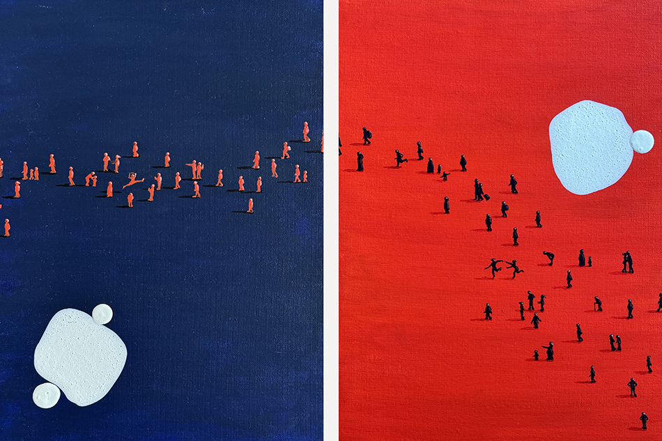 © Serdar Mutlu, Dijber û Hevpar, iki kez x 30 x 40 cm, Tuval üzerine akrilik (2024)